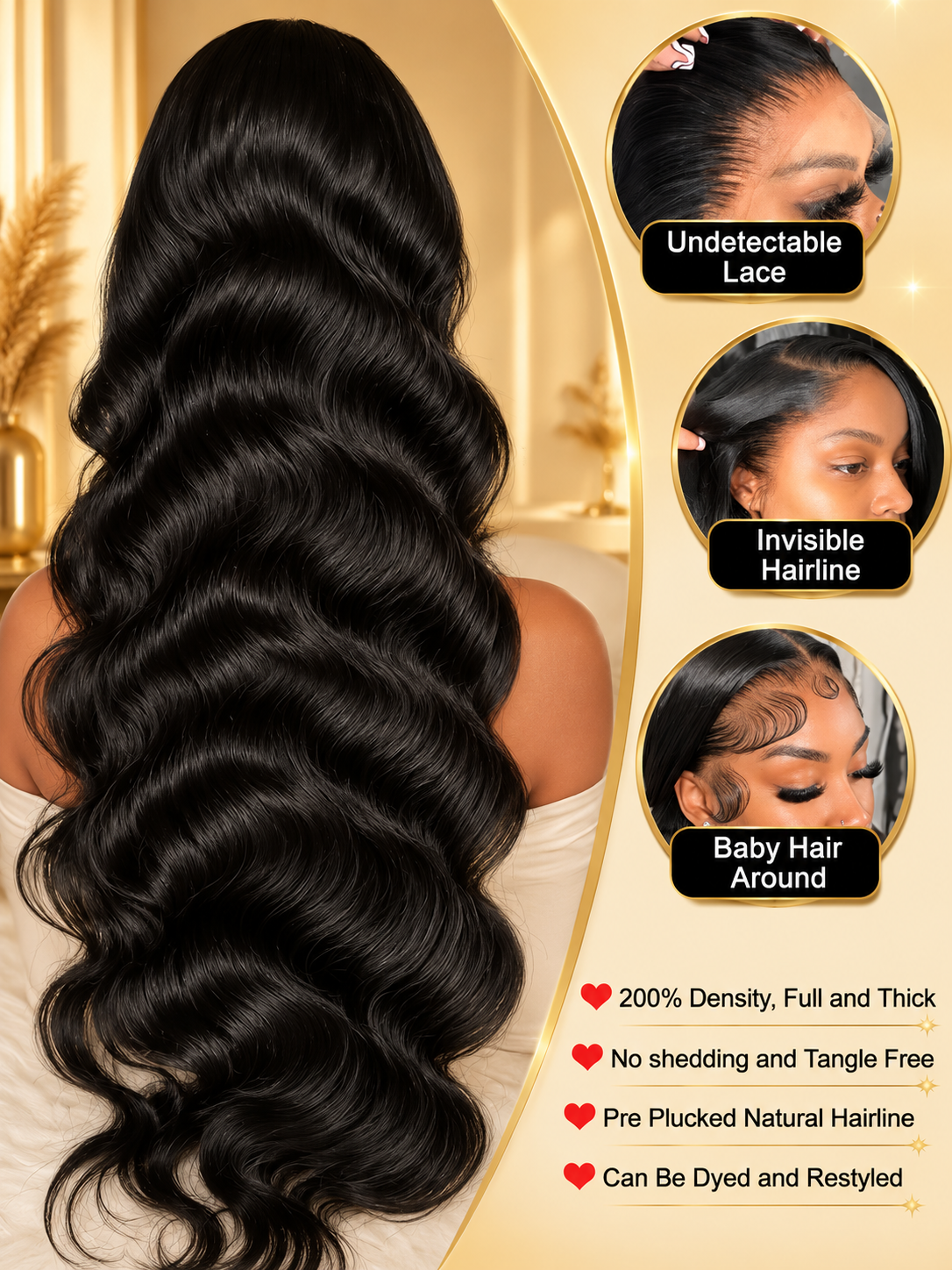 Luxe Body Wave Lace Wig – 180% Density (24 inch)