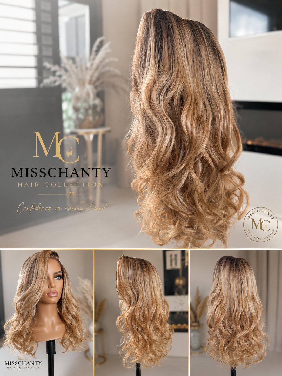 Blonde Balayage Lace Front Pruik – Losse Krullen | 24 Inch | Ombré Blonde
