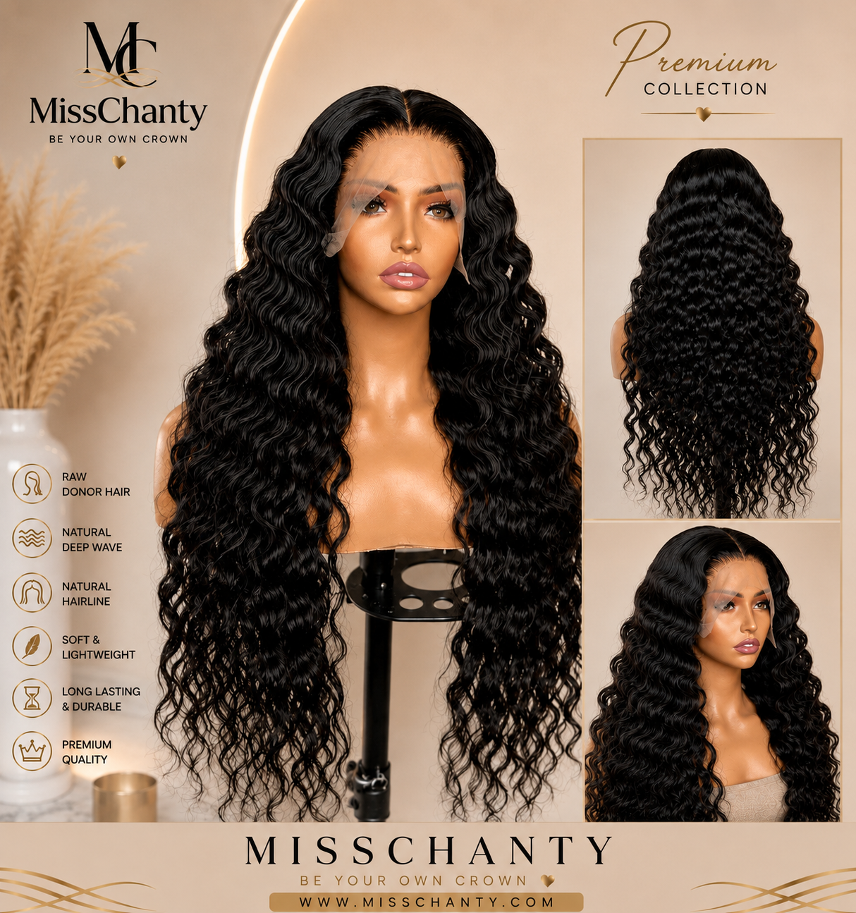 Premium Deep Wave Lace Front Wig 26 inch (BINNENKORT ONLINE)
