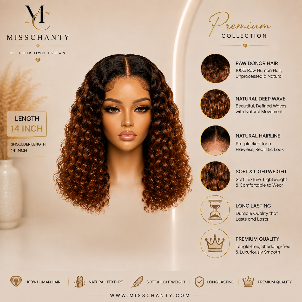 Deep Wave Lace Front Wig – Shoulder Length (ombre chopper)